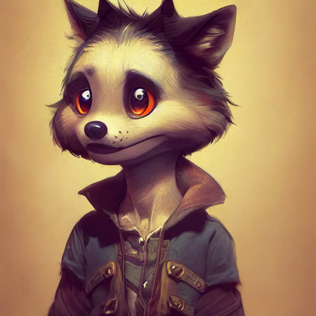 Image of a wolf teenage drawn  e. High quality illustrationの写真素材