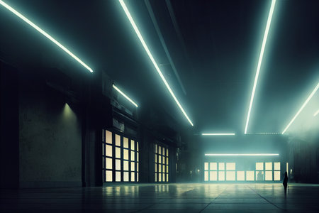 Futuristic background with neon lighting. High quality illustrationの写真素材