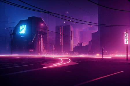 Futuristic background with neon lighting. High quality illustrationの写真素材