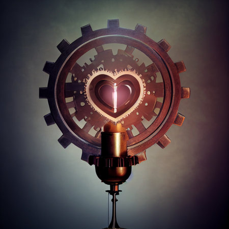 Image of heart with gears in steampunk style. High quality illustrationの写真素材