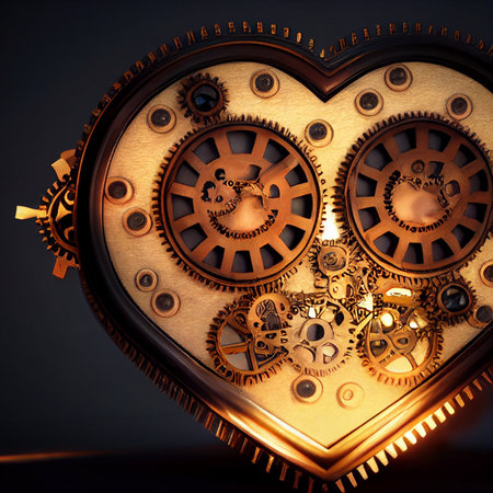 Image of heart with gears in steampunk style. High quality illustrationの写真素材