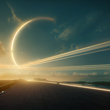 The road, the path leading to the sky, the road to the clouds, to paradise. High quality...