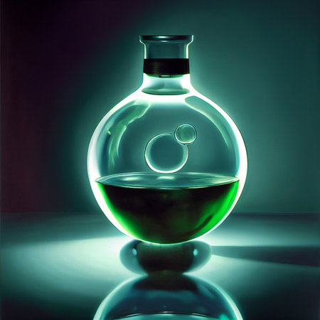 A bottle with mysterious contents close-up. High quality illustrationの写真素材