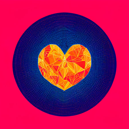 Love, Valentines Day. Colorful illustration of a heart in a red frameの写真素材