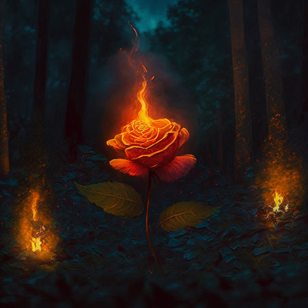 Abstract illustration of a flaming rose. High quality illustration