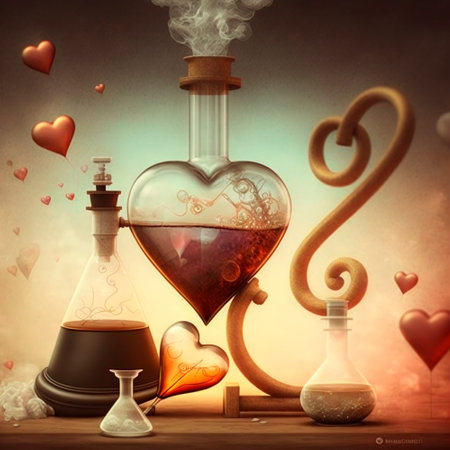 Love potion in fantasy and steampunk styles. High quality illustrationの写真素材