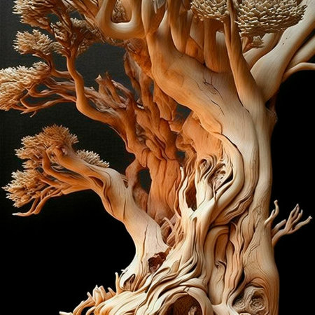 a mock-up of a tree carved out of wood. High quality illustrationの写真素材
