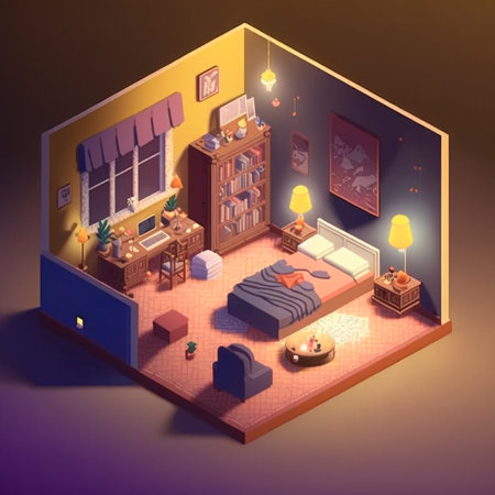 isometric image of the bedroom. High quality illustrationの写真素材