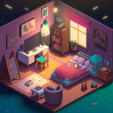 isometric image of the bedroom. High quality illustrationの写真素材
