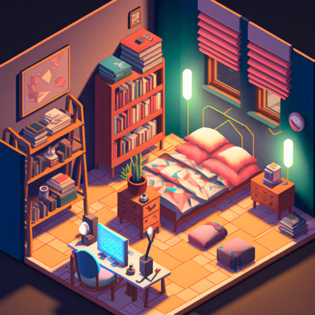isometric image of the bedroom. High quality illustrationの写真素材