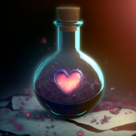 Image of a potion in the style of fantasy. High quality illustrationの写真素材