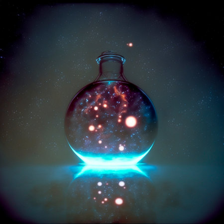 Mystical phial with space. High quality illustrationの写真素材