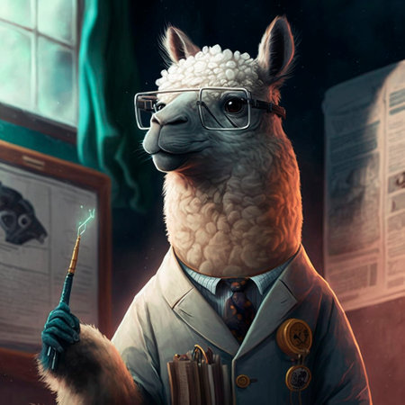 Alpaca wizard , magician with a wandの写真素材