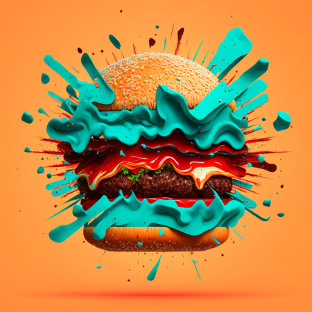 Bright and colorful burger image. High quality illustrationの写真素材