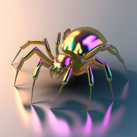 3d model of a pink and gold spider. Shiny , glossy figure. High quality illustrationの写真素材