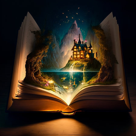 An open magic book with fairy tales. High quality illustrationの写真素材