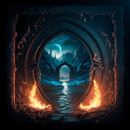 Scary Gothic gates in the style of fantasy. High quality illustrationの写真素材