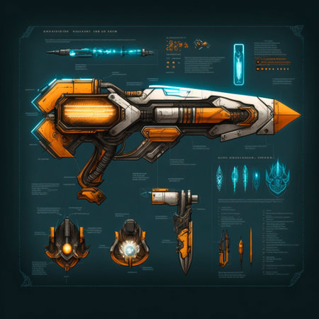 Sketch of a futuristic weapon. High quality illustrationの写真素材