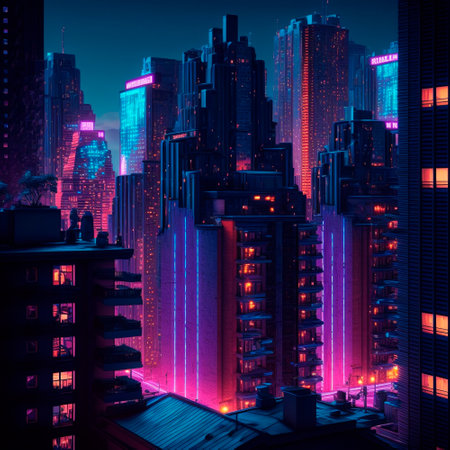 Beautiful futuristic city of the future, high technology city. High quality illustrationの写真素材