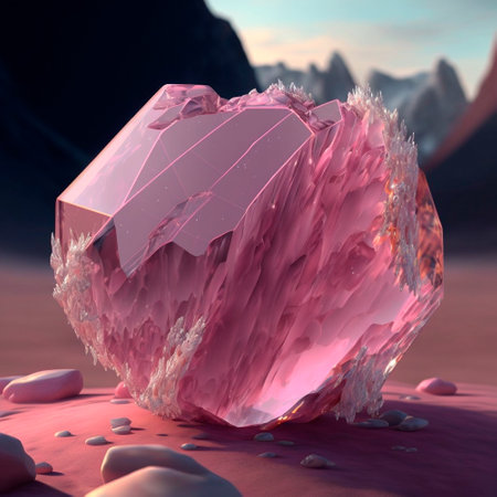 pink crystal in the mountains. High quality illustrationの写真素材
