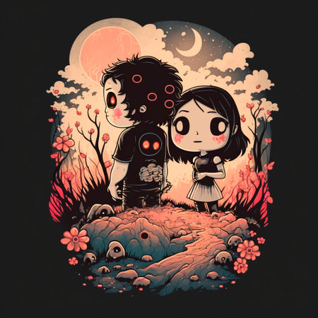 Two lovers, a boy and a girl. Design for Valentines Day. High quality illustrationの写真素材