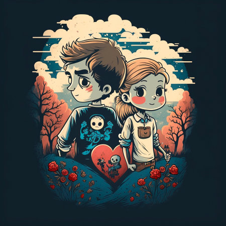 Two lovers, a boy and a girl. Design for Valentines Day. High quality illustrationの写真素材
