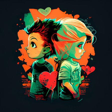 Two lovers, a boy and a girl. Design for Valentines Day. High quality illustrationの写真素材