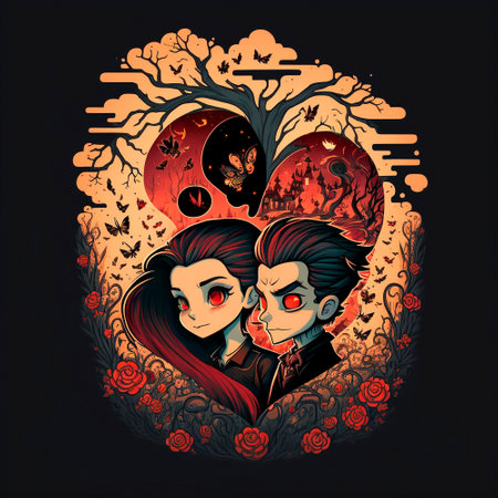 Two lovers, a boy and a girl. Design for Valentines Day. High quality illustrationの写真素材