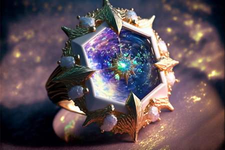 Beautiful ice ring with a crystal inside. High quality illustrationの写真素材