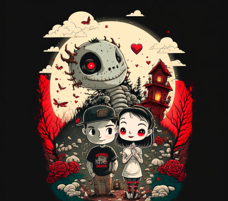 Two lovers, a boy and a girl. Design for Valentines Day. High quality illustrationの写真素材