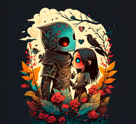 Two lovers, a boy and a girl. Design for Valentines Day. High quality illustrationの写真素材