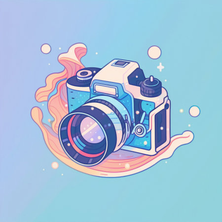 Camera cartoon graphic image colorful illustration. High quality illustration