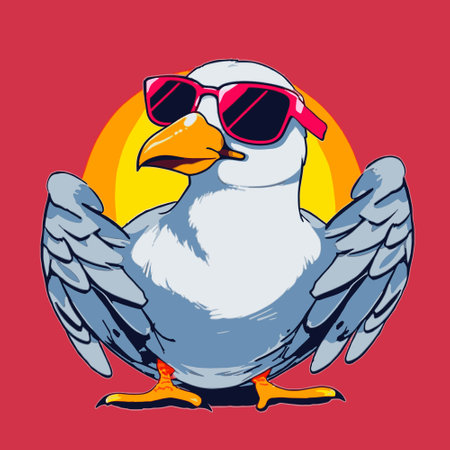 Seagull in sunglasses. High quality illustrationのイラスト素材