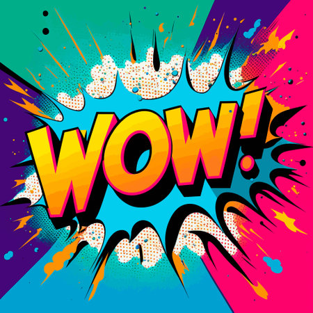 Cartoon sign of burst clouds with the word WOW. High quality illustrationのイラスト素材