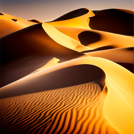 Cinematic depiction of the desert and desert dunes. High quality illustrationの写真素材