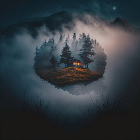 Abstract illustration with fog. High quality illustrationの写真素材