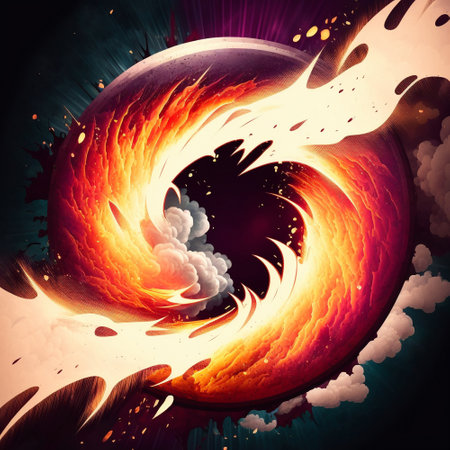 Colorful fire vortex in pop art style. High quality illustrationの写真素材