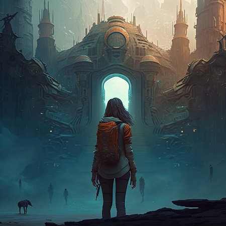 Mystical dystopia of the future in a fantasy world. High quality photoの写真素材