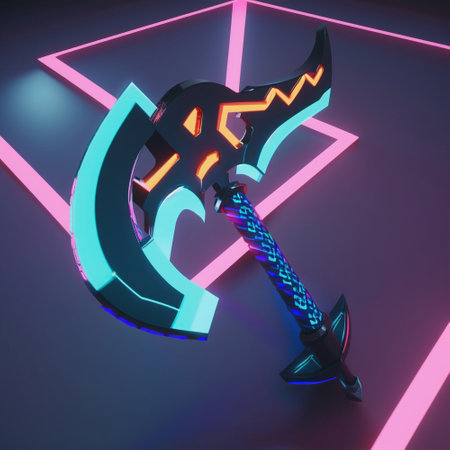 Futuristic Battle Axe. High quality illustrationの写真素材