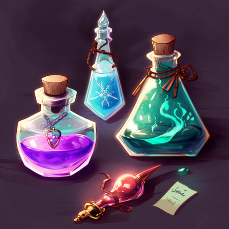 Bottles with magic potions. High quality illustrationの写真素材