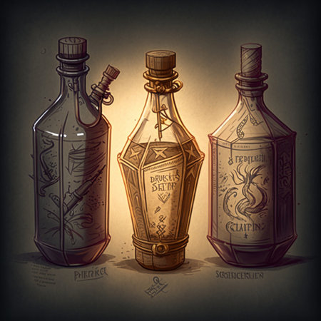 Bottles with magic potions. High quality illustrationの写真素材