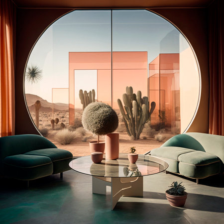 clear glass designer living room. High quality illustrationの写真素材
