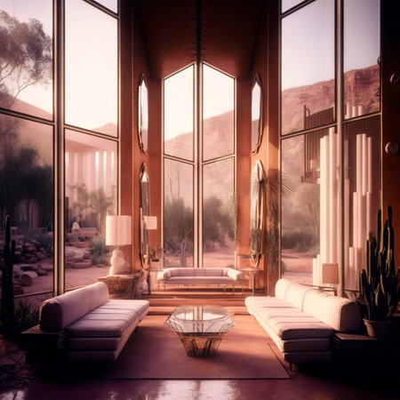 clear glass designer living room. High quality illustrationの写真素材