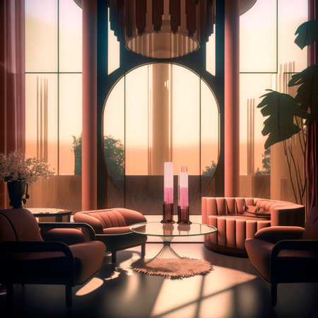 clear glass designer living room. High quality illustrationの写真素材