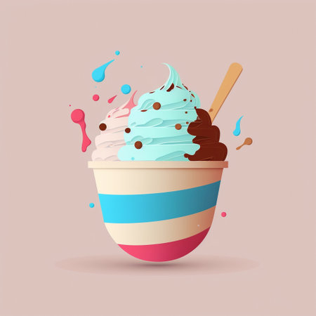 Colorful illustration of ice cream. High quality illustrationの素材
