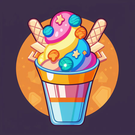 Colorful illustration of ice cream. High quality illustrationの素材