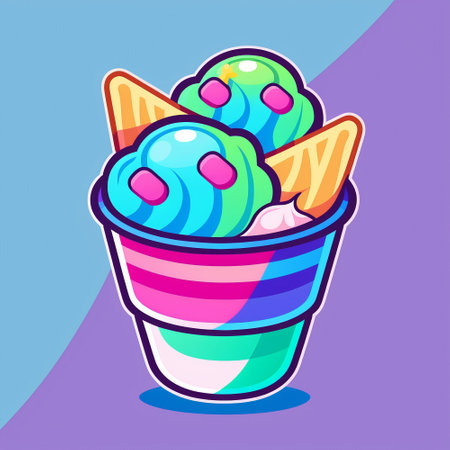 Colorful illustration of ice cream. High quality illustrationの素材