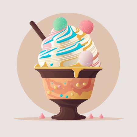 Colorful illustration of ice cream. High quality illustrationの素材