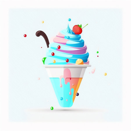 Colorful illustration of ice cream. High quality illustrationの素材