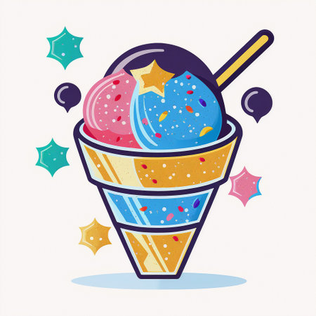 Colorful illustration of ice cream. High quality illustrationの素材